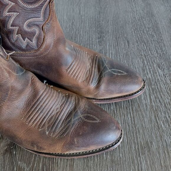 J. Chisholm | Brown Leather Cowboy Boots Shoe 9 D - Picture 10 of 12